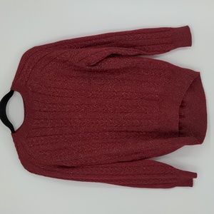 Athleta Women's Crossroads Crew Sweater Red Metallic Size Small Merino Wool